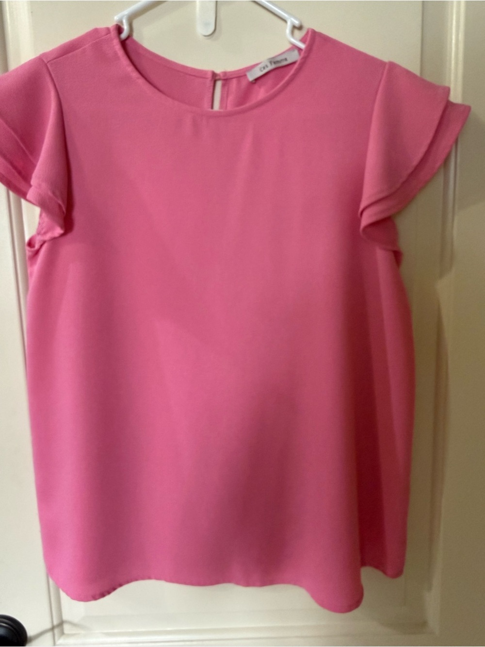 Ces Femme - Bubble Gum Pink Flutter Sleeve Blouse